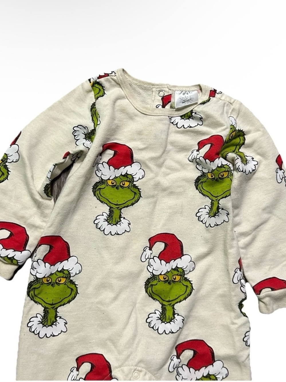 Toddler The Grinch Cream Coverall Christmas Holiday Winter Size 24 Months - Picture 3 of 5